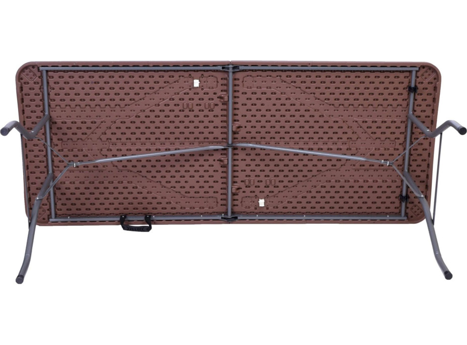 Set cateringového nábytku RATTAN - stôl 180 cm + 2 lavice - hnedý