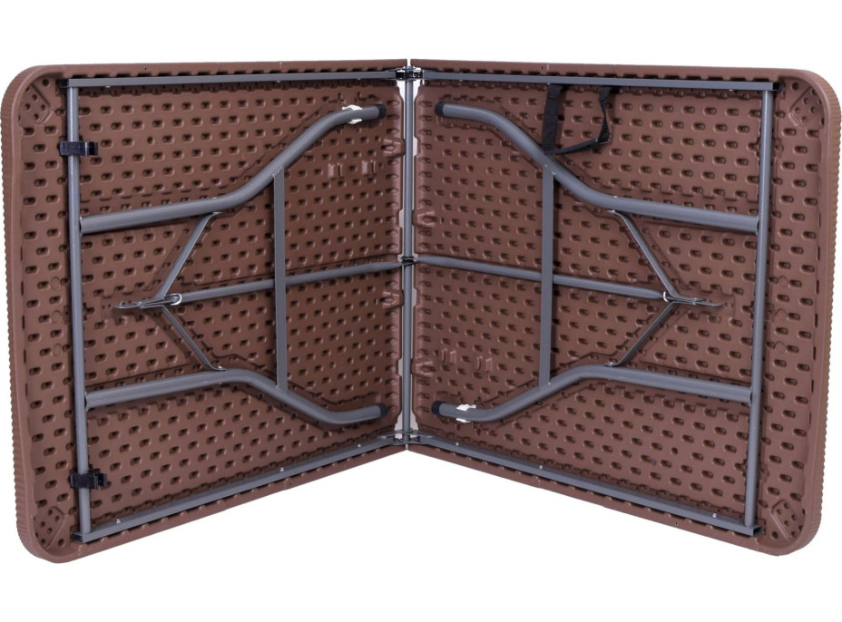 Set cateringového nábytku RATTAN - stôl 180 cm + 2 lavice - hnedý