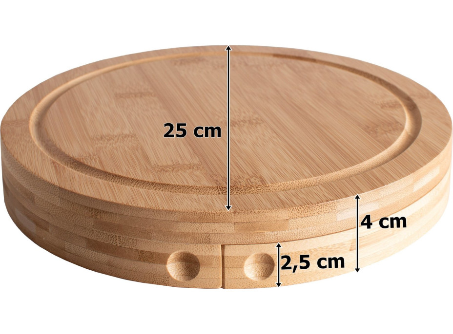 Bambusová doska na syry s príslušenstvom ANDRA 25 cm