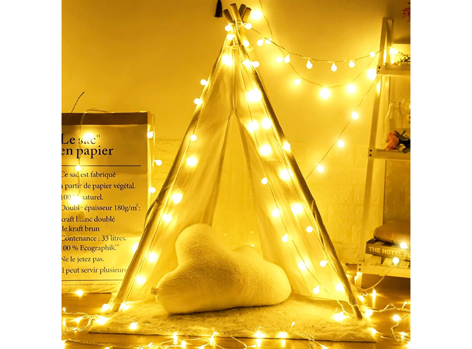 Vianočné LED osvetlenie s diaľkovým ovládačom BUBBLE - 50 LED - teplá biela
