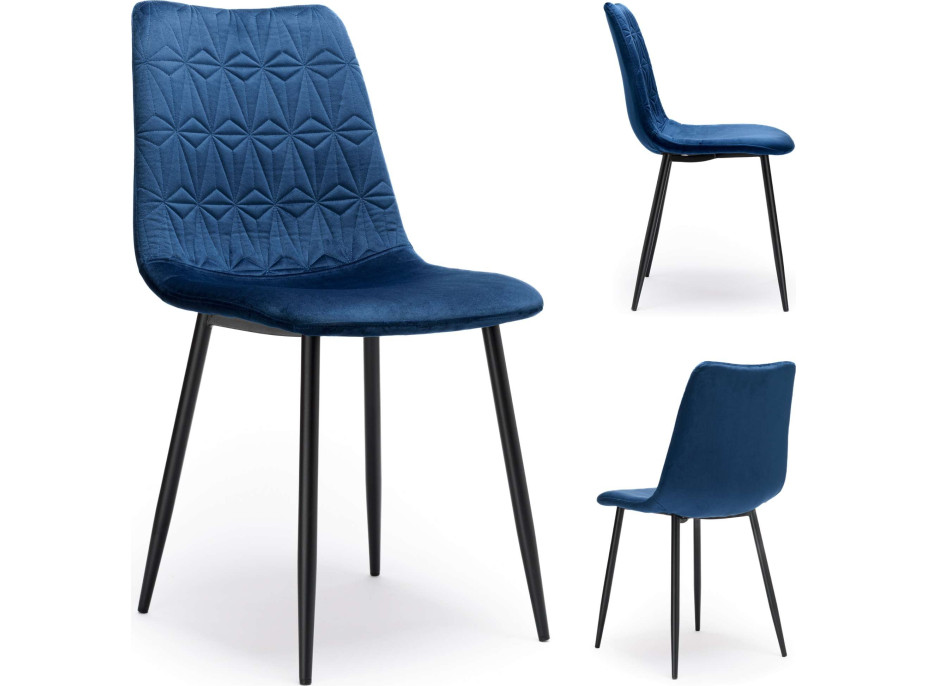 Jedálenská stolička DOVER VELVET - tmavo modrá