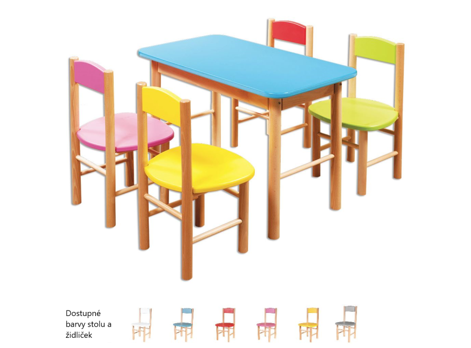 Detský drevený stolček z masívu - farebný