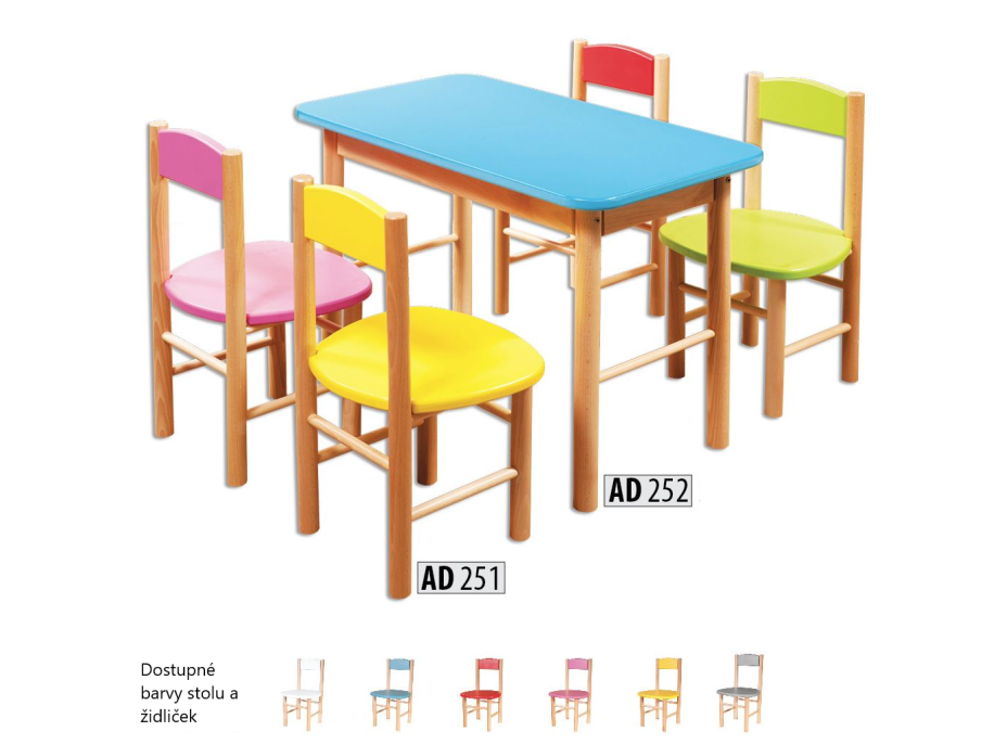 Detská drevená stolička z masívu - farebná