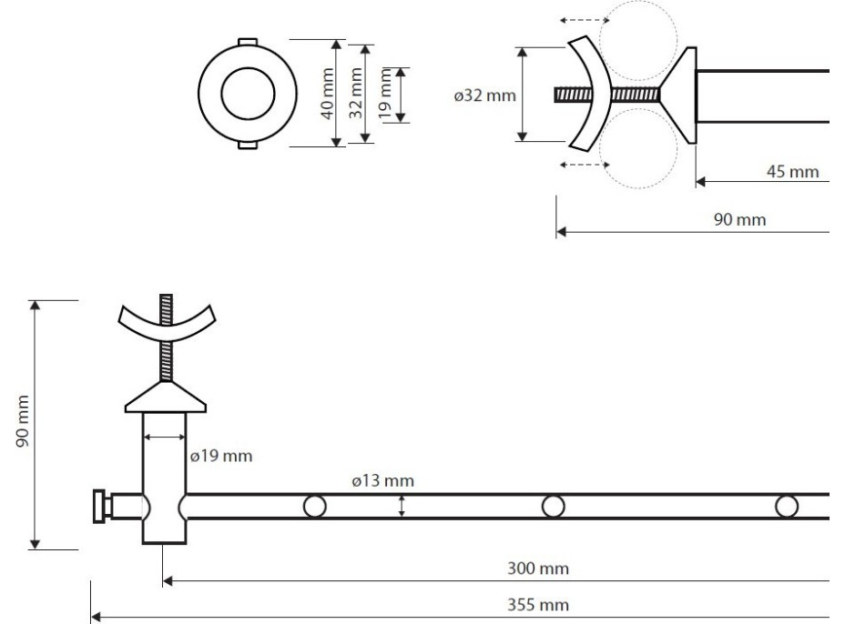 Držiak uterákov na vykurovacie teleso s vešiačikmi - 355 × 40 × 90 mm