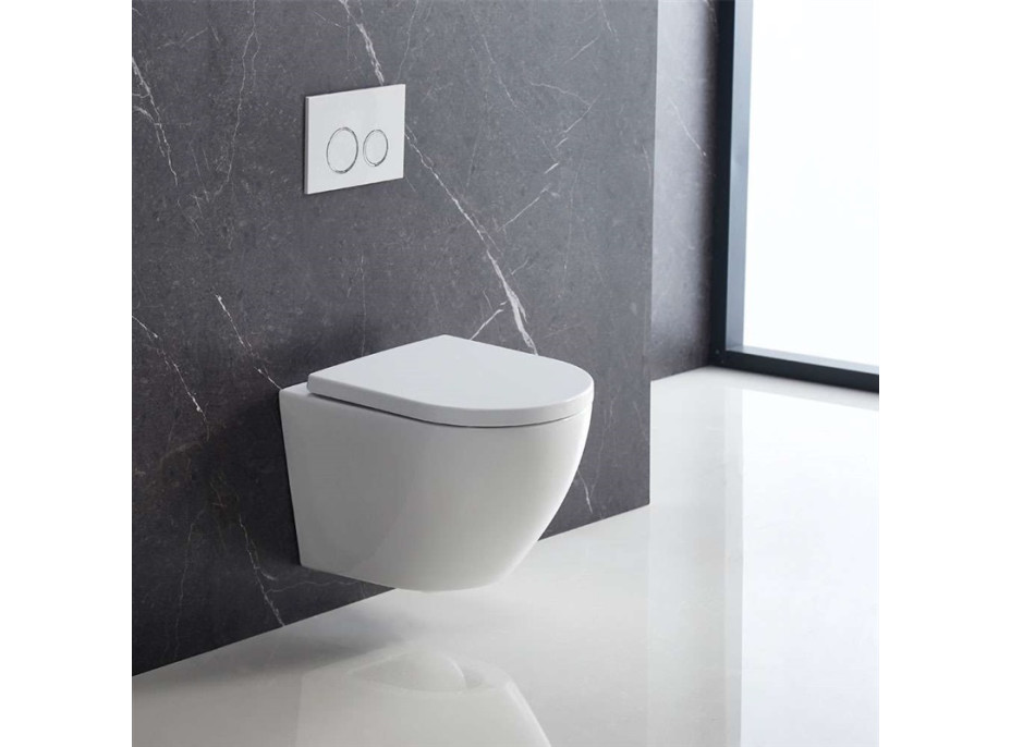 Závesné kapotované WC Smart Flush RIMLESS - 49,5x36x37 cm + duroplast sedátko