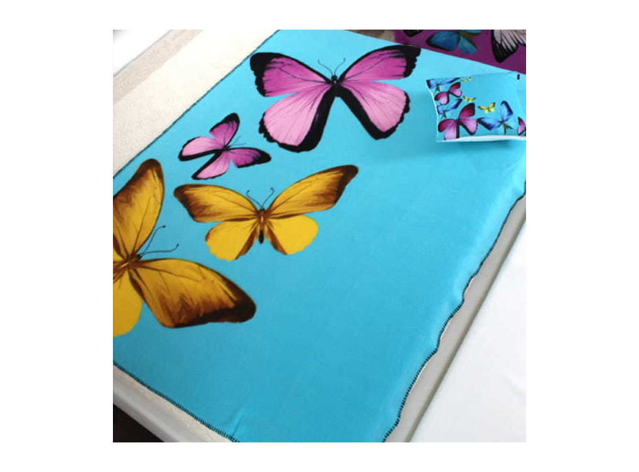 Deka BUTTERFLY 3D motýliky 150x200 cm - tyrkysová