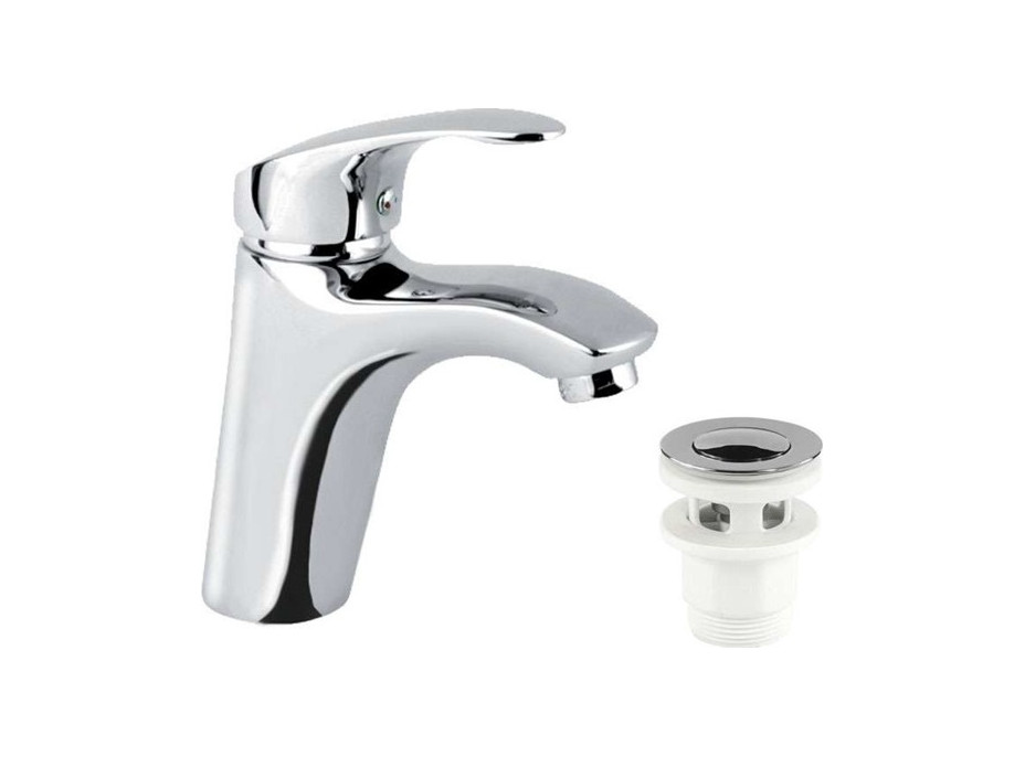 Umývadlová stojanková batéria SONÁTA s click/clack zátkou s prepadom - chrómová