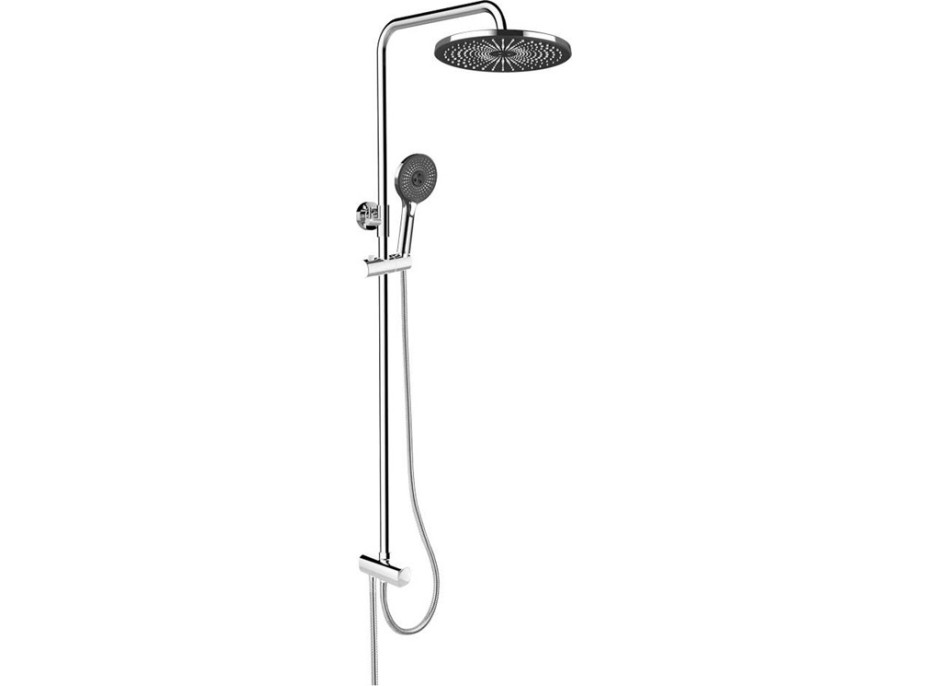 Sprchová tyč s ručnou a dažďovou sprchou - 86-119 cm - chróm / čierna