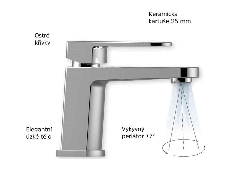 Umývadlová stojanková batéria MADA s click/clack zátkou s prepadom - chrómová