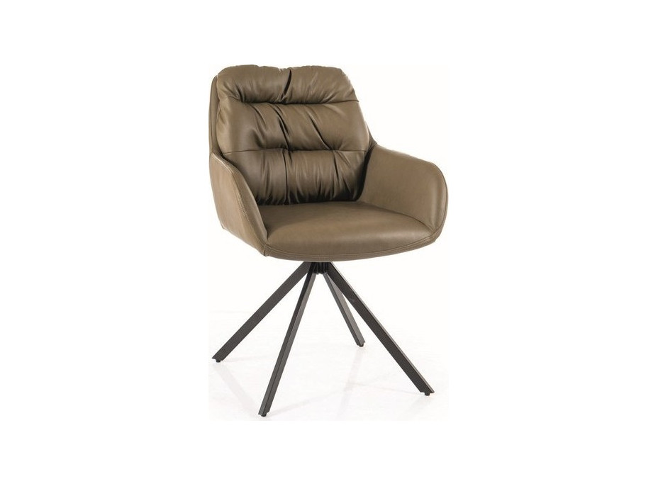 Jedálenská stolička SPELL - čierna/olivovo zelená eko koža