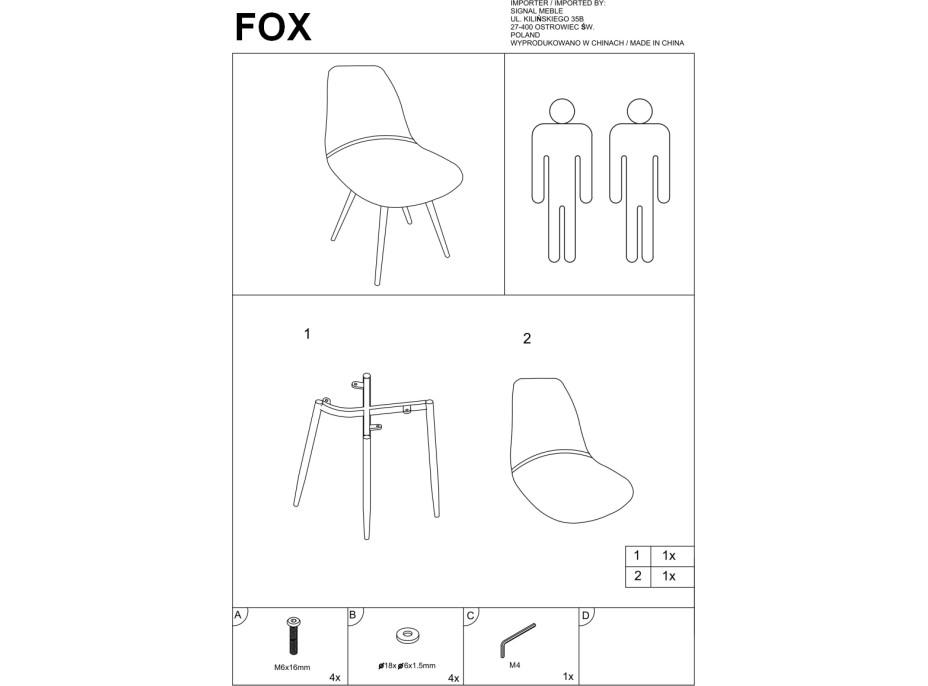 Jedálenská stolička FOX - biela/sivá