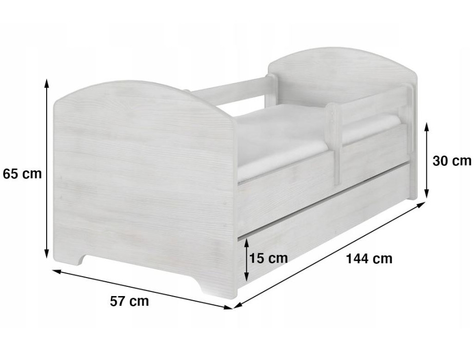 Detská posteľ OSKAR - 140x70 cm - Mimoni - Ružové srdce