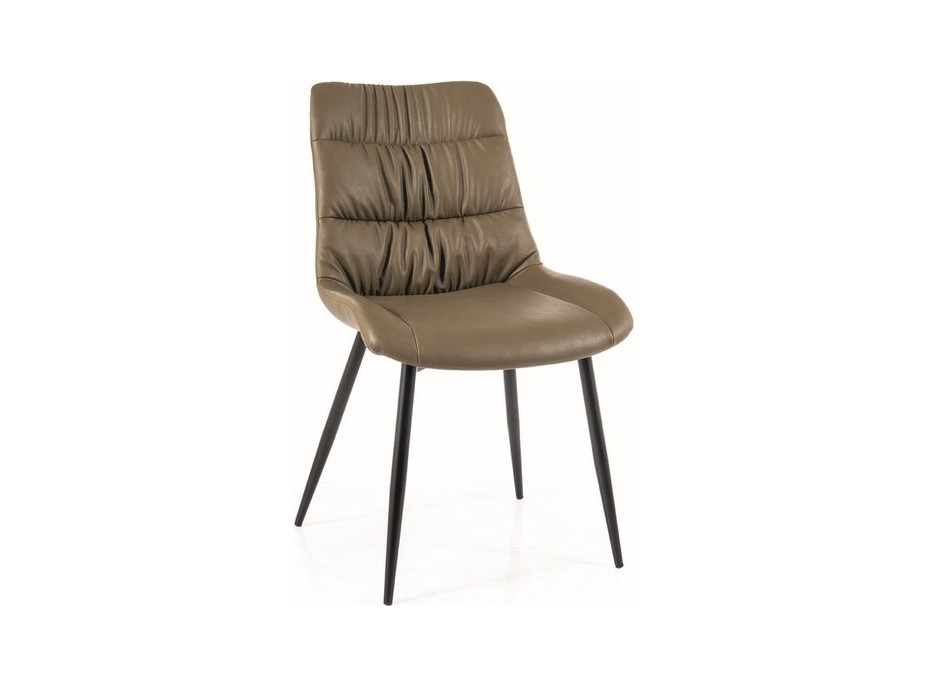 Jedálenská stolička LOUIS - čierna/olivovo hnedá eko koža