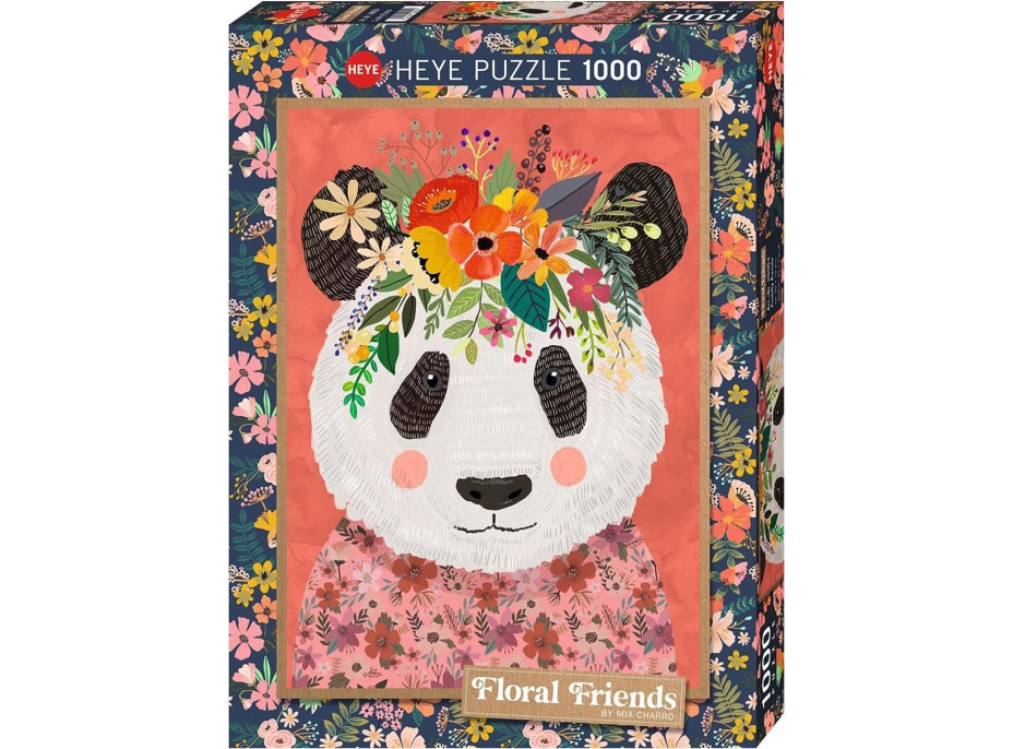 HEYE Puzzle Floral Friends: Maznavá panda 1000 dielikov