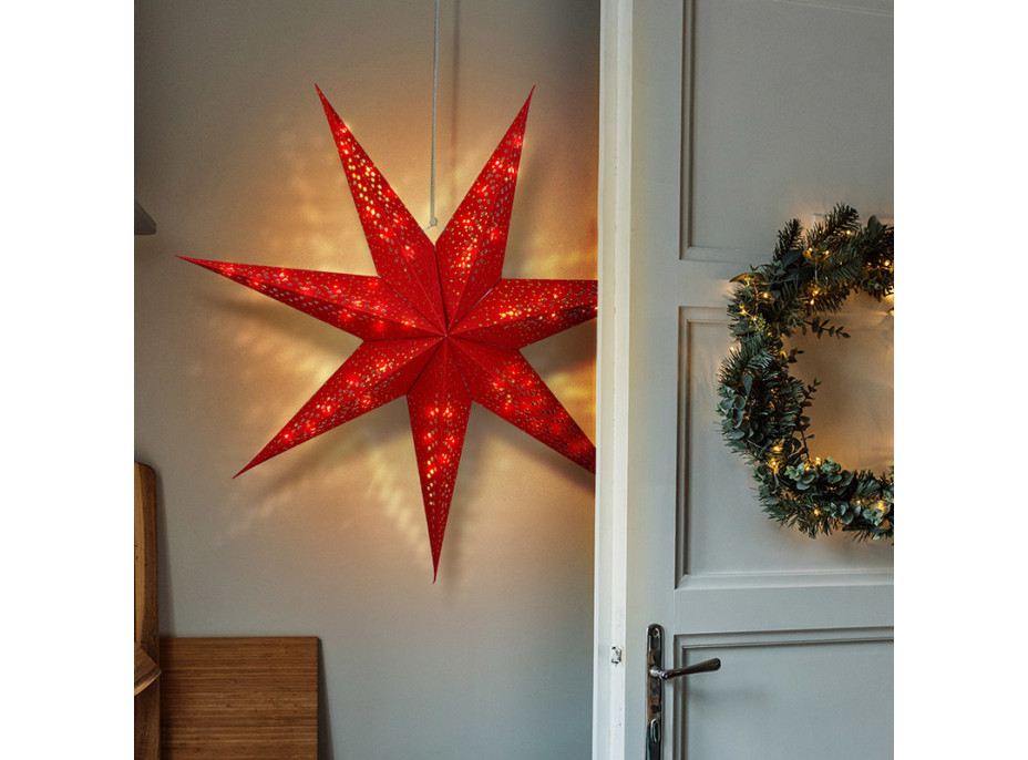 LED vianočná závesná hviezda 60 cm - 20 LED - červená