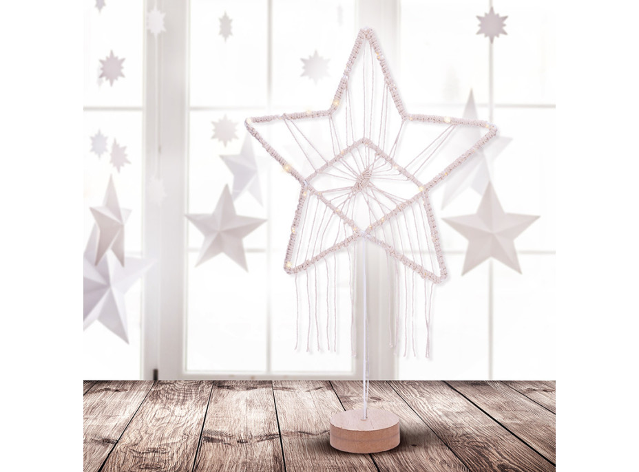 Vianočná LED hviezda stolná - pletená - 35 LED