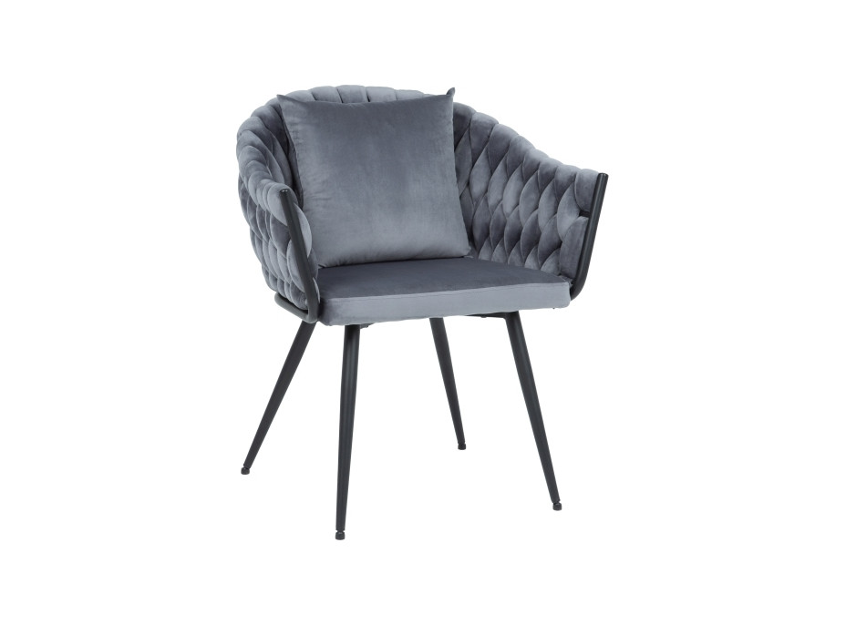 Jedálenská stolička NOVU Velvet - čierna / sivá