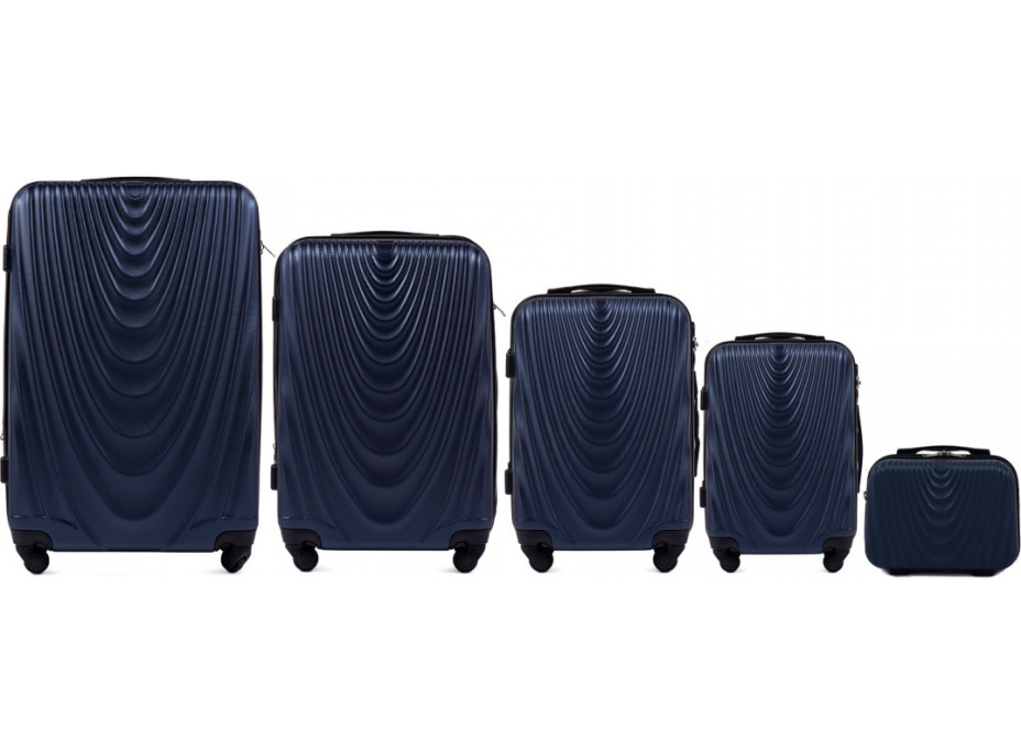 Moderné cestovné kufre CADERE - set KK+XS+S+M+L - tmavo modré