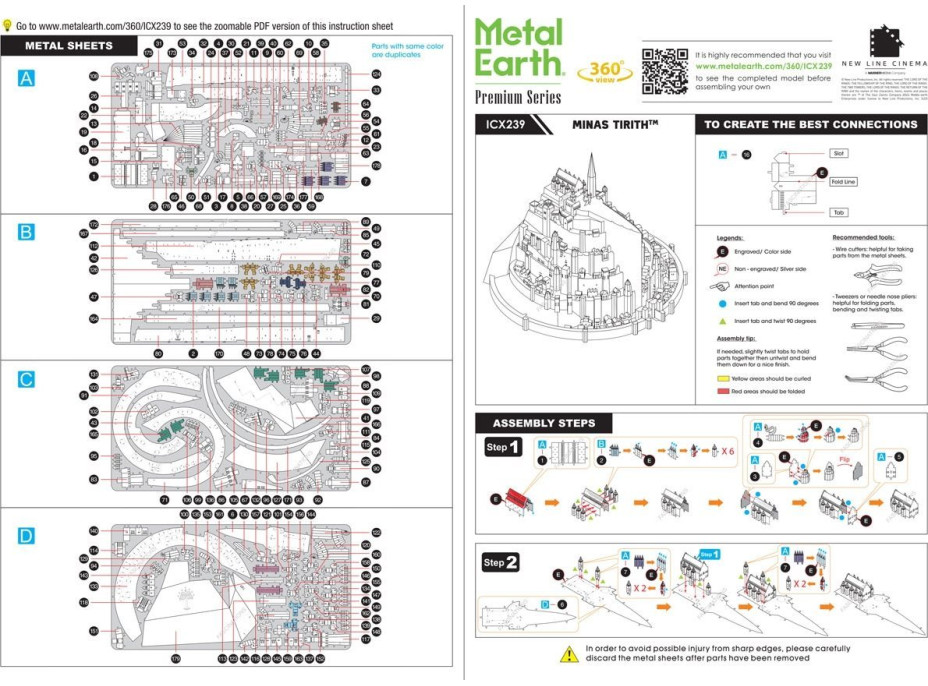 METAL EARTH 3D puzzle Premium Series: Pán prsteňov Minas Tirith
