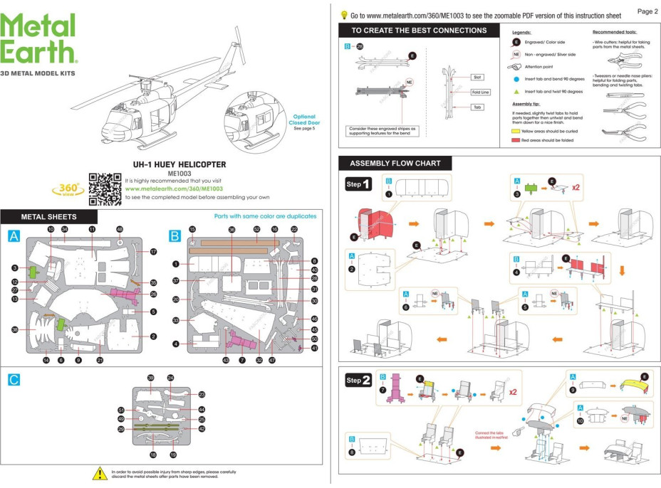 METAL EARTH 3D puzzle Vrtuľník UH-1 Huey