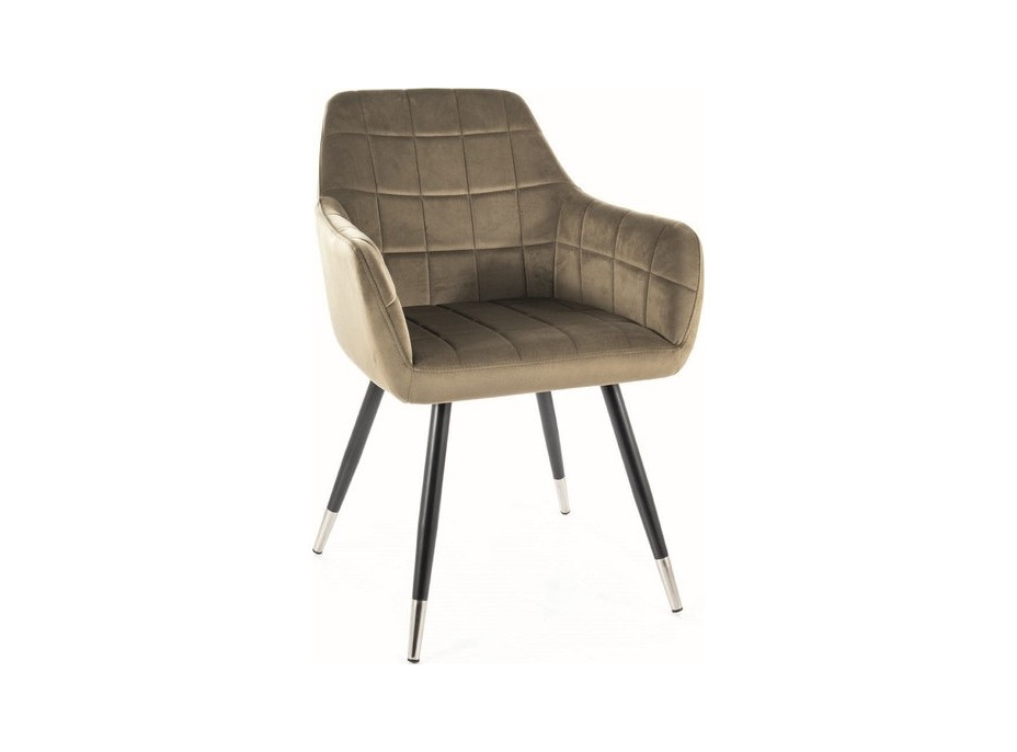 Jedálenská stolička NUKE - chrómová/čierna/olivovo hnedá