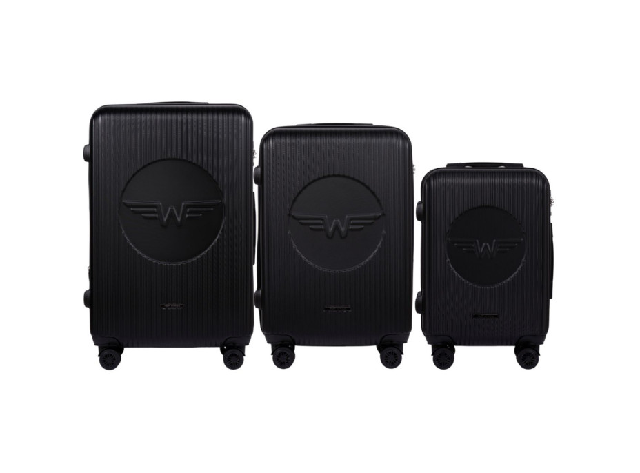 Moderné cestovné kufre WILL 2 - set S+M+L - čierne - TSA zámok