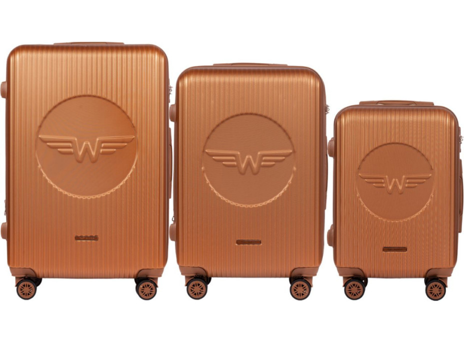 Moderné cestovné kufre WILL 2 - set S+M+L - hnedé - TSA zámok