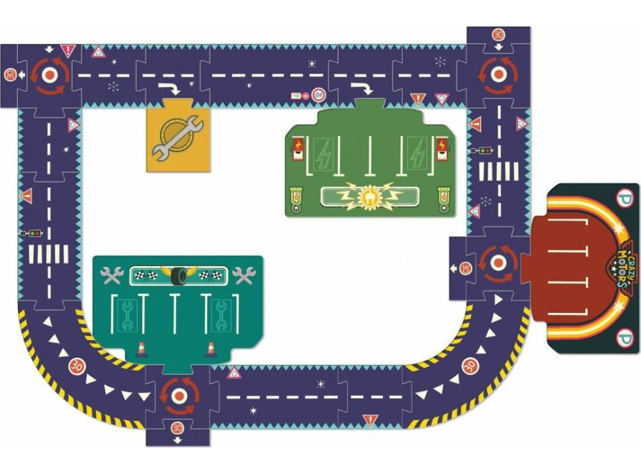 DJECO Podlahové obrysové puzzle Cesty 24 dielikov