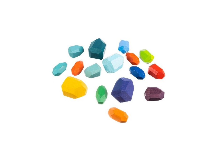 Drevené balančné kamene 16 ks - farebné