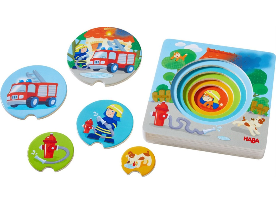 HABA Drevená viacvrstvová vkladačka Hasiči