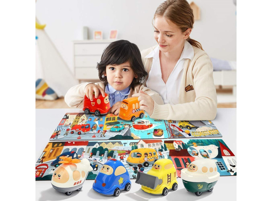 TOP BRIGHT Drevené puzzle s hračkou: Hasičské auto 24 dielikov