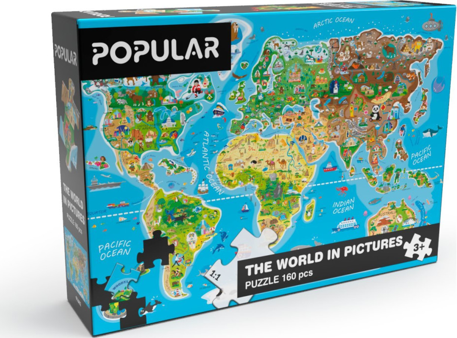 POPULAR Puzzle Mapa sveta v angličtine 160 dielikov