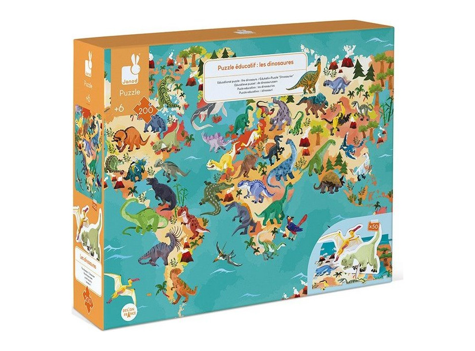 JANOD Vzdelávacie puzzle Dinosaury 200 dielikov