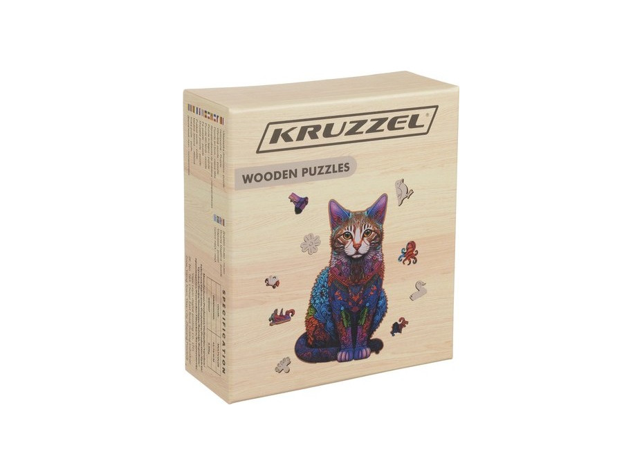 Drevené puzzle - Farebná mačka