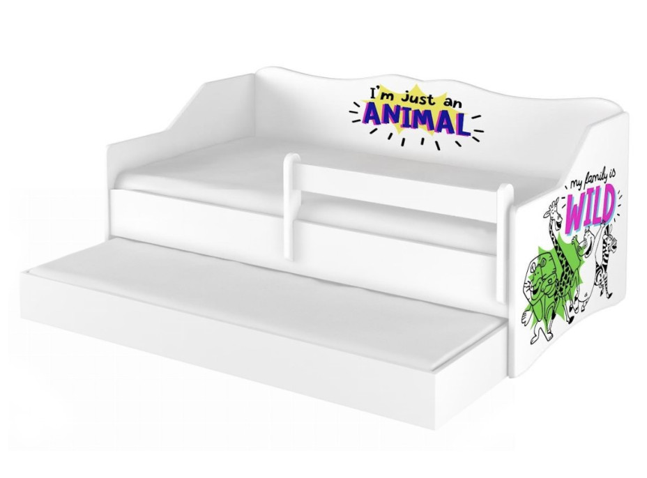 Detská posteľ s prístelkou LULLU 160x80 cm - Madagaskar - Wild Animal