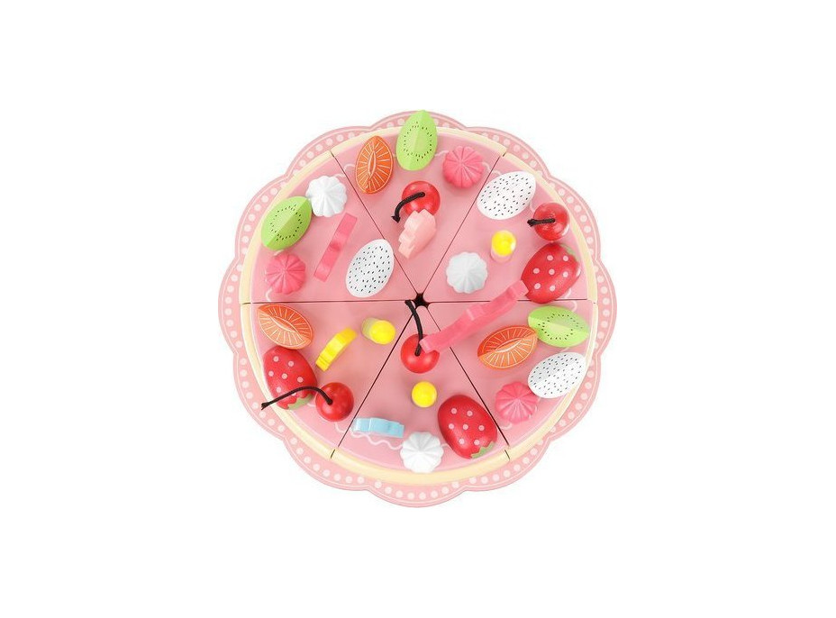 Drevená narodeninová torta s doplnkami - ružová