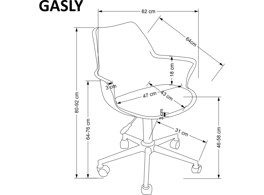 Detská otočná stolička GASLY - svetlo šedá
