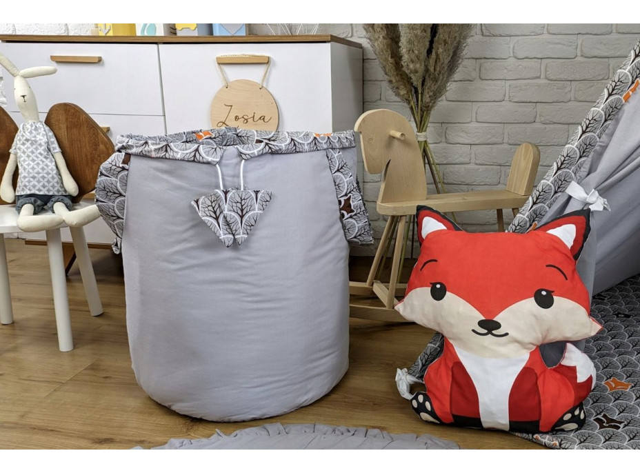 Detský stan TEEPEE (TÝPIE) ANIMALS s doplnkami - MACKO A KAMARÁDI - šedý
