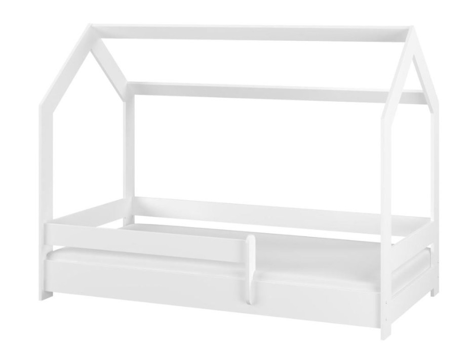 Detská domčeková posteľ s prístelkou LITTLE HOUSE - biela - 160x80 cm
