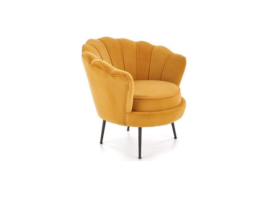 Kreslo AMORTO - čalúnené - horčicové/čierne