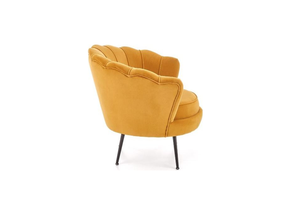 Kreslo AMORTO - čalúnené - horčicové/čierne