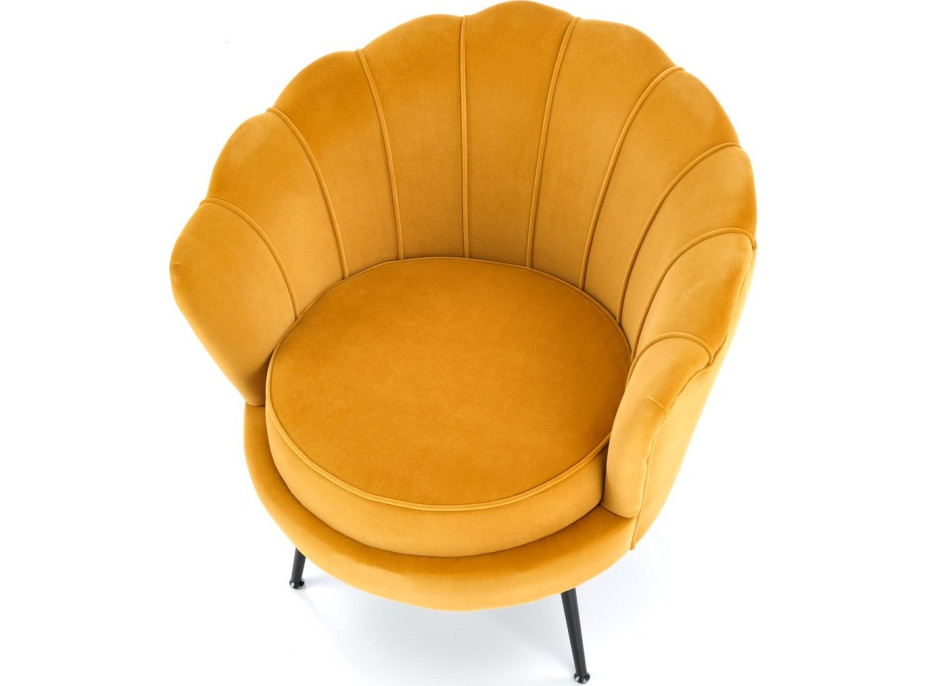 Kreslo AMORTO - čalúnené - horčicové/čierne