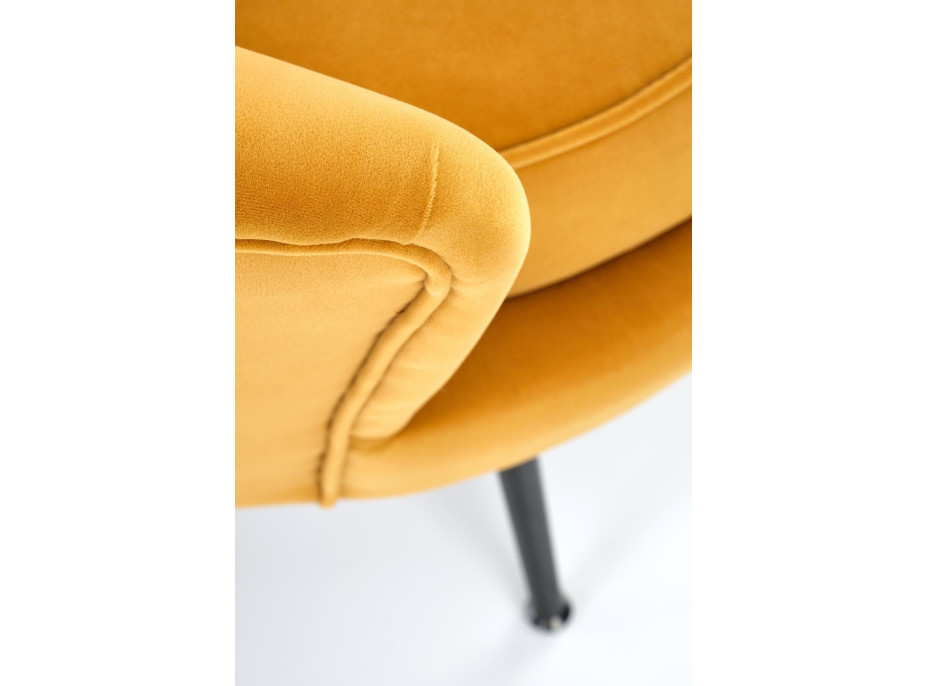 Kreslo AMORTO - čalúnené - horčicové/čierne