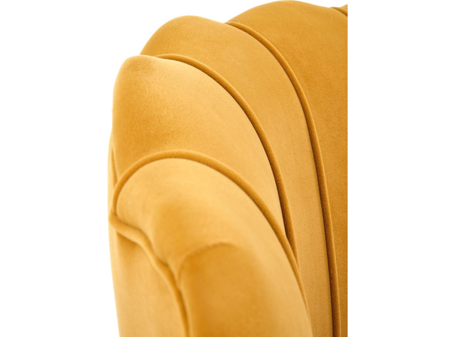 Kreslo AMORTO - čalúnené - horčicové/čierne