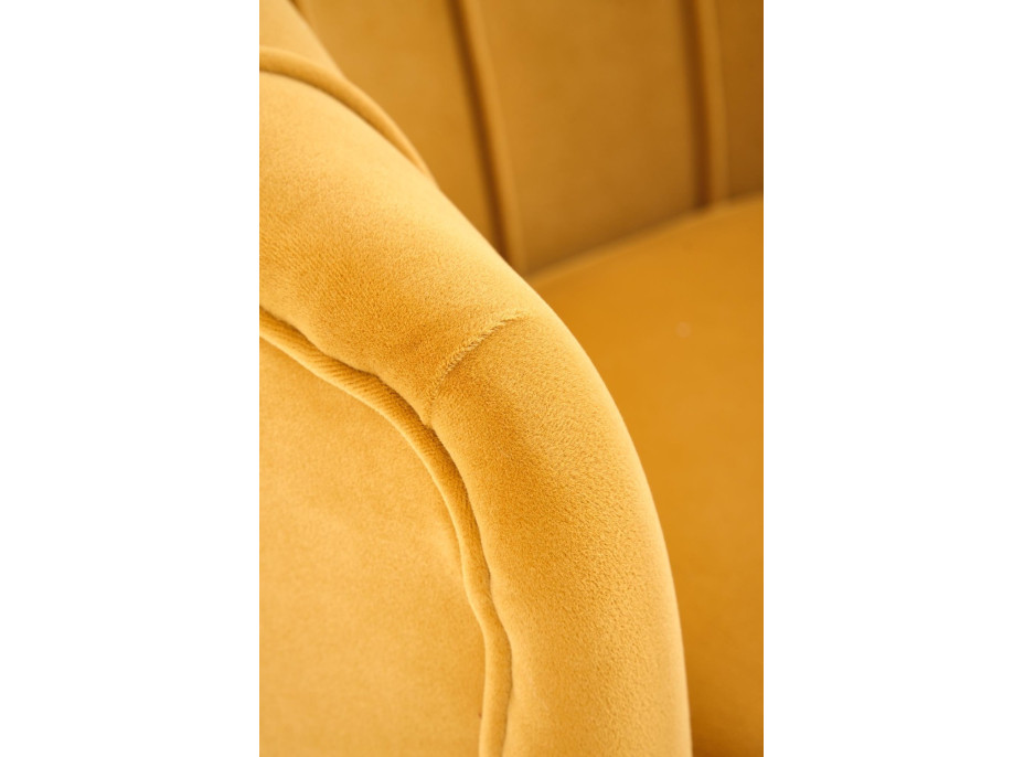 Kreslo AMORTO - čalúnené - horčicové/čierne