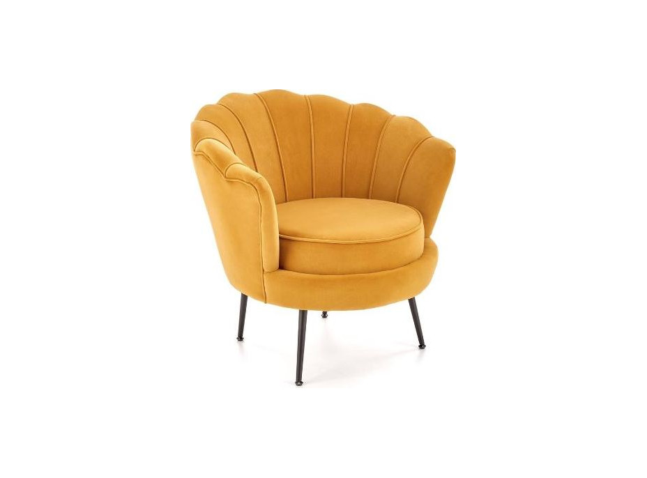 Kreslo AMORTO - čalúnené - horčicové/čierne