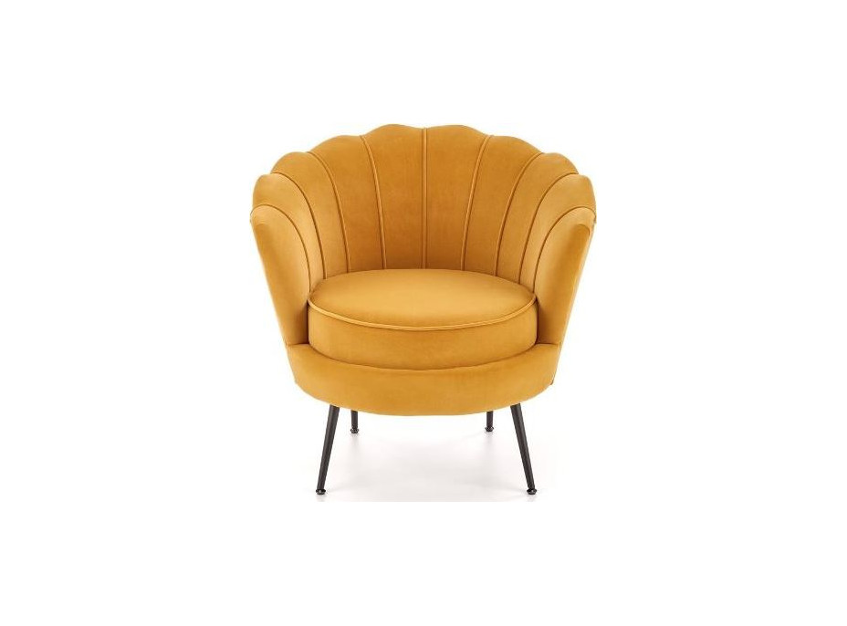 Kreslo AMORTO - čalúnené - horčicové/čierne