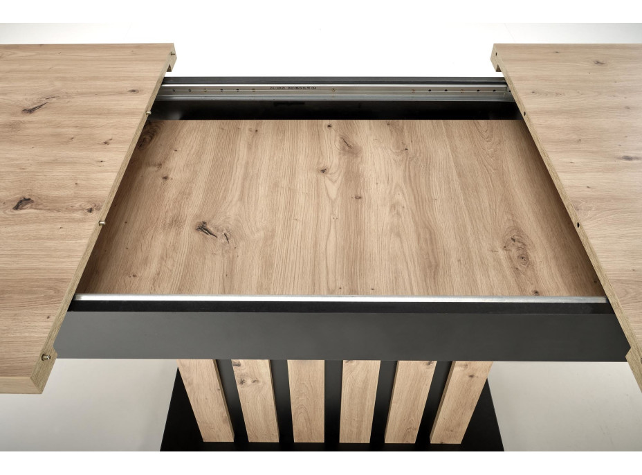 Jedálenský stôl LAMELLO - 130(180)x80x76 cm - rozkladací - dub artisan/čierny