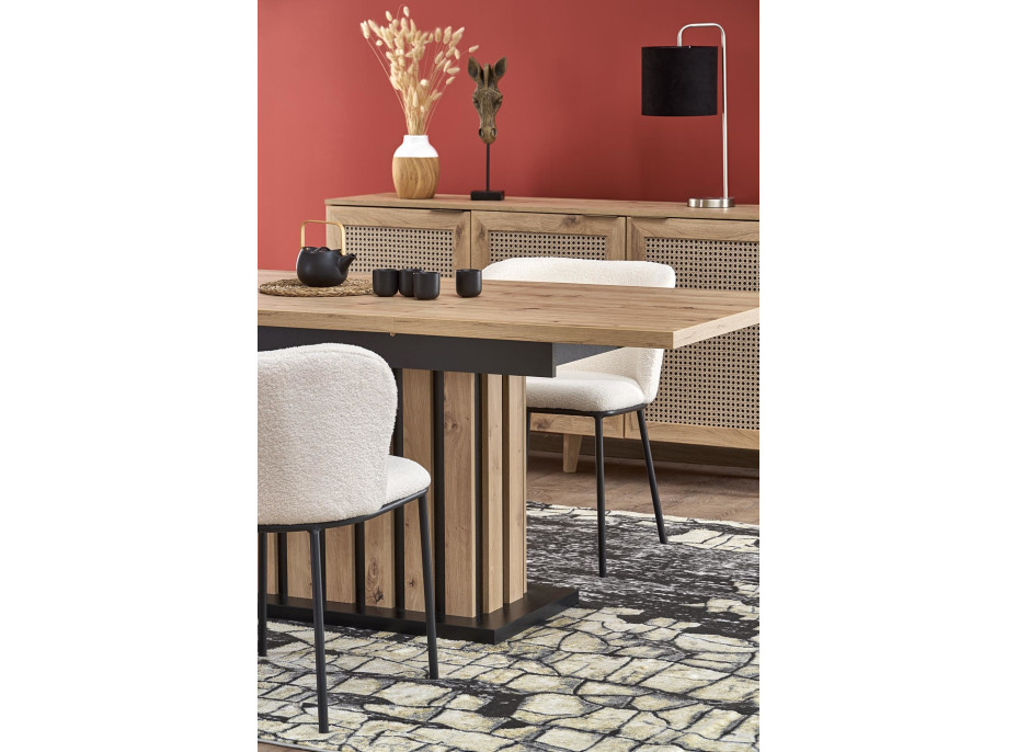 Jedálenský stôl LAMELLO - 130(180)x80x76 cm - rozkladací - dub artisan/čierny