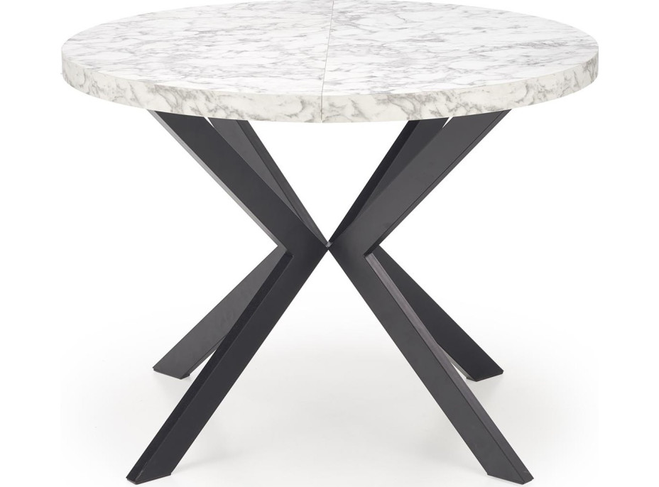 Jedálenský stôl HARRISON 100(250)x100x75 cm - rozkladací - biely mramor/čierny
